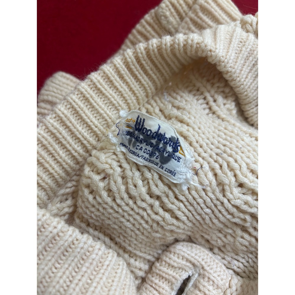 Woodstock Cream Cable‎ Knit Button Up Vintage Cardigan Sweater - Picture 4 of 8